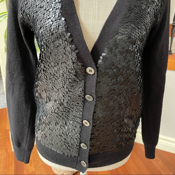 Madewell Wallace Black Matte Sequin Button Down Cardigan Sweater Size: XS - Picture 7 of 9
